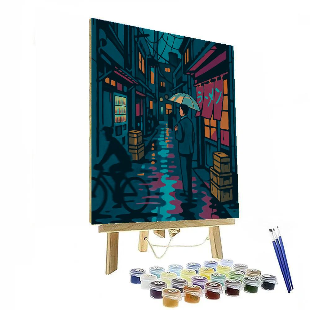 Neon Rain Alley In Japan paint by numbers