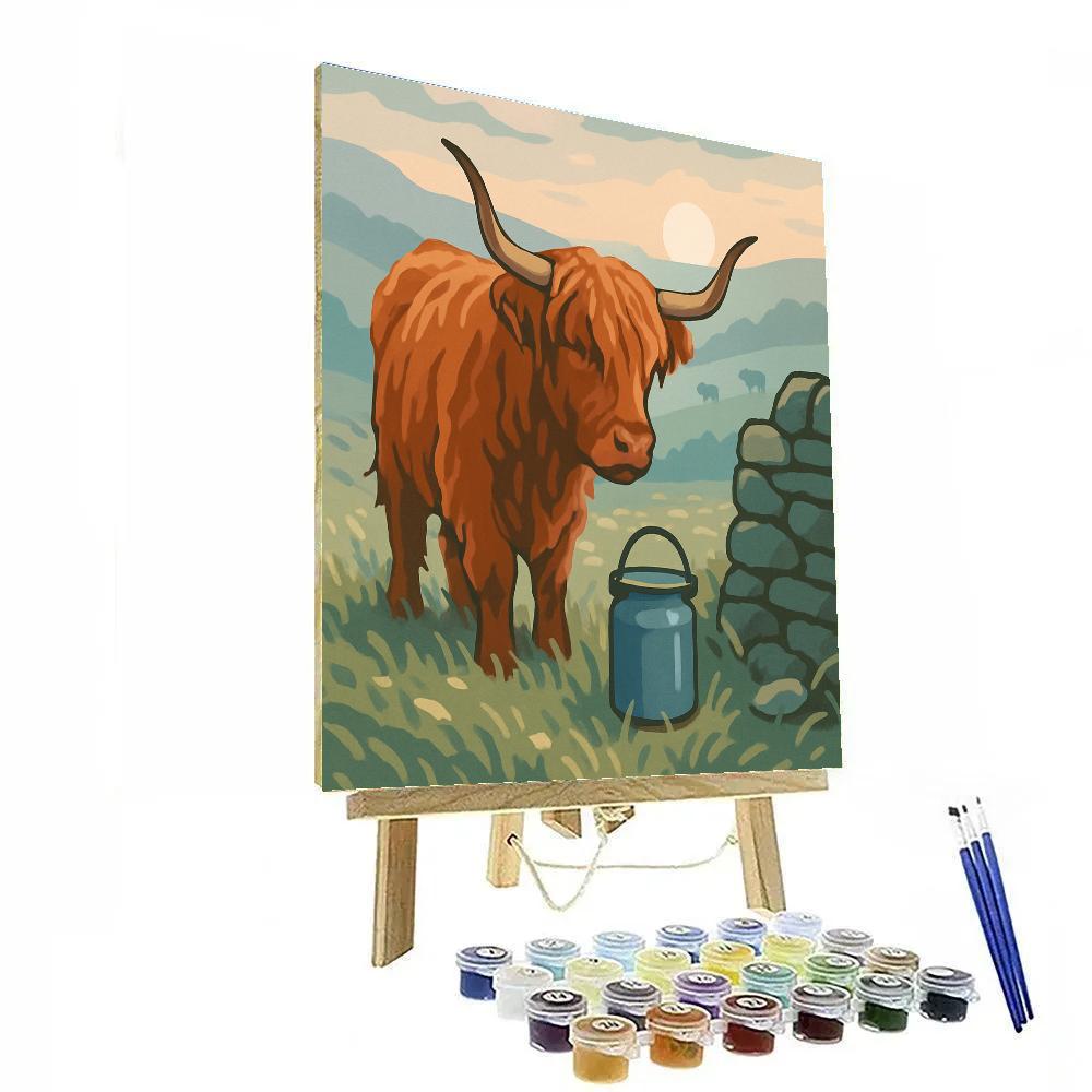 Fog Valley Cow In Meadowlight Number painting