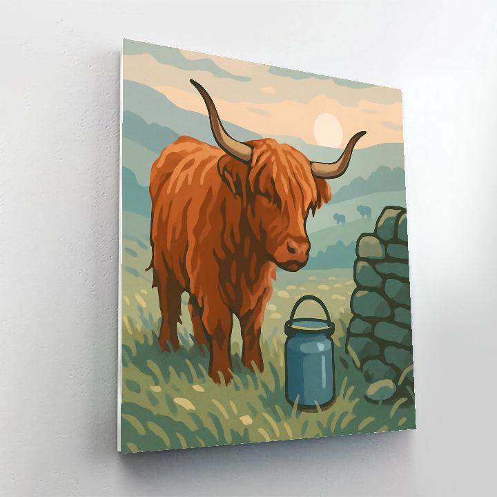 Fog Valley Cow In Meadowlight Number painting