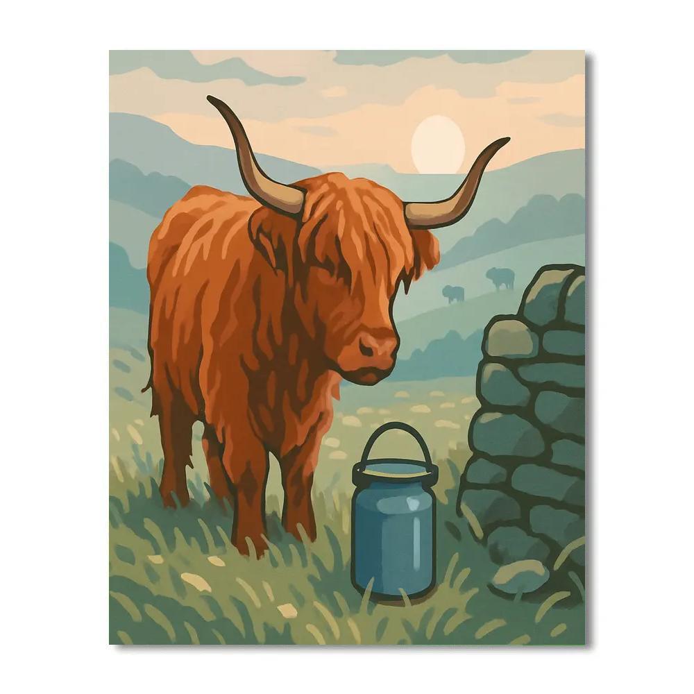 Fog Valley Cow In Meadowlight Number painting