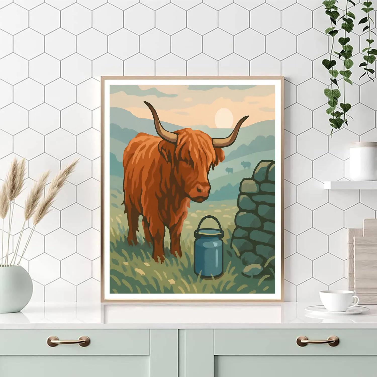 Fog Valley Cow In Meadowlight Number painting