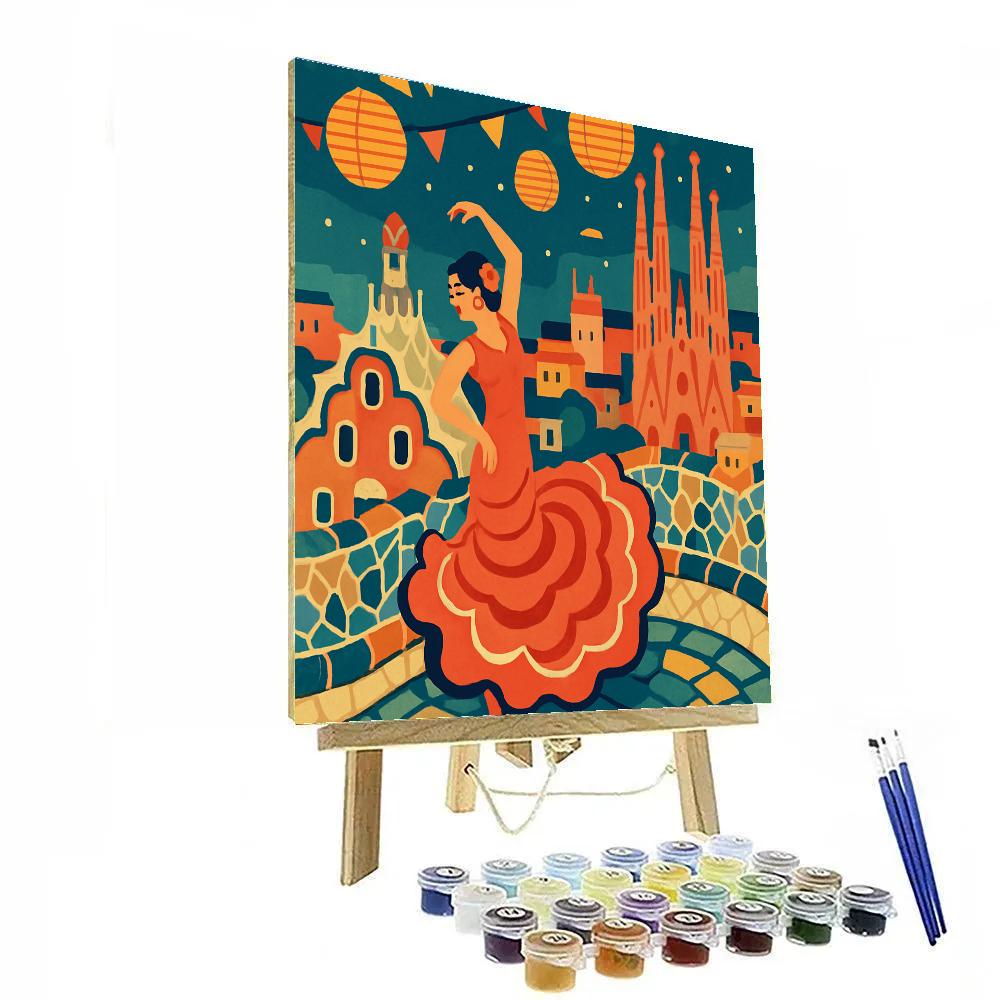 Gaudi Mosaic Skyline In Spain painting number kit