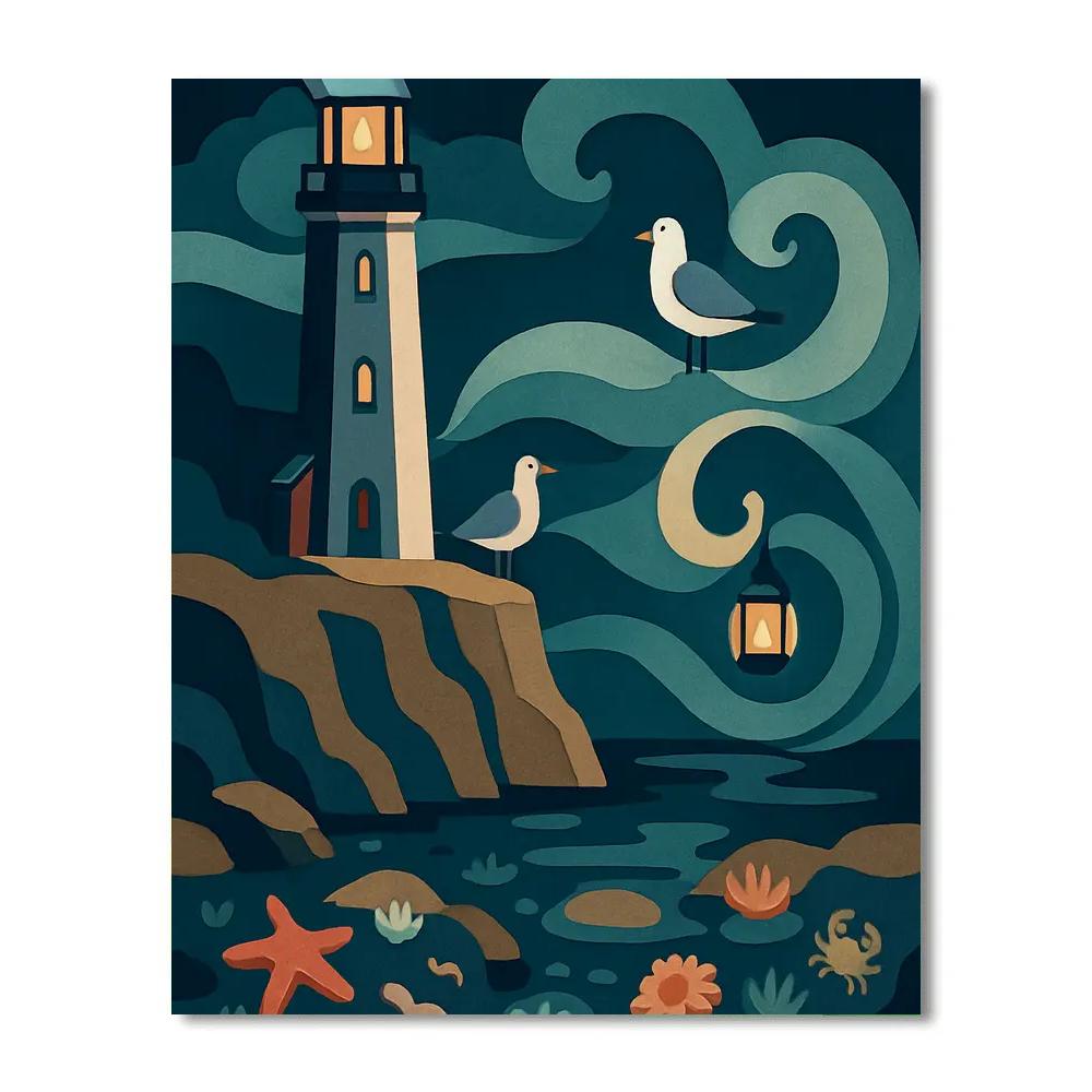 Lighthouse Keeper Of The Ocean Mist paint by number