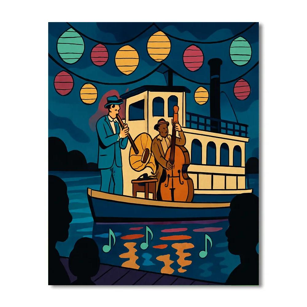 Lantern Parade Riverboat With Jazz Numbered painting kits