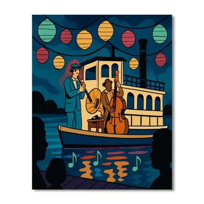 Lantern Parade Riverboat With Jazz Numbered painting kits