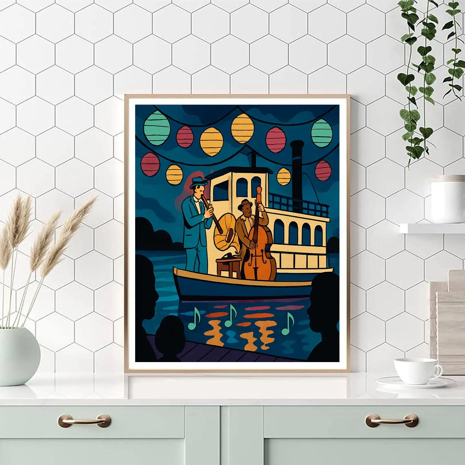 Lantern Parade Riverboat With Jazz Numbered painting kits