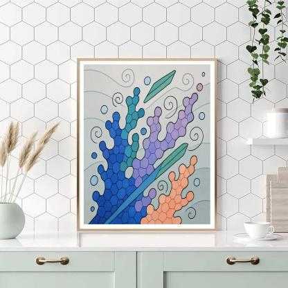 Glass Reef In Abstract Motion Number painting