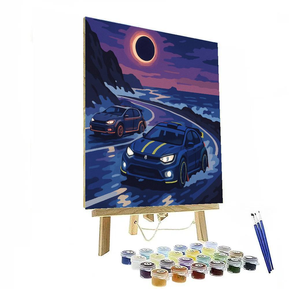 Midnight Rally Cars Under A Solar Eclipse paint by number