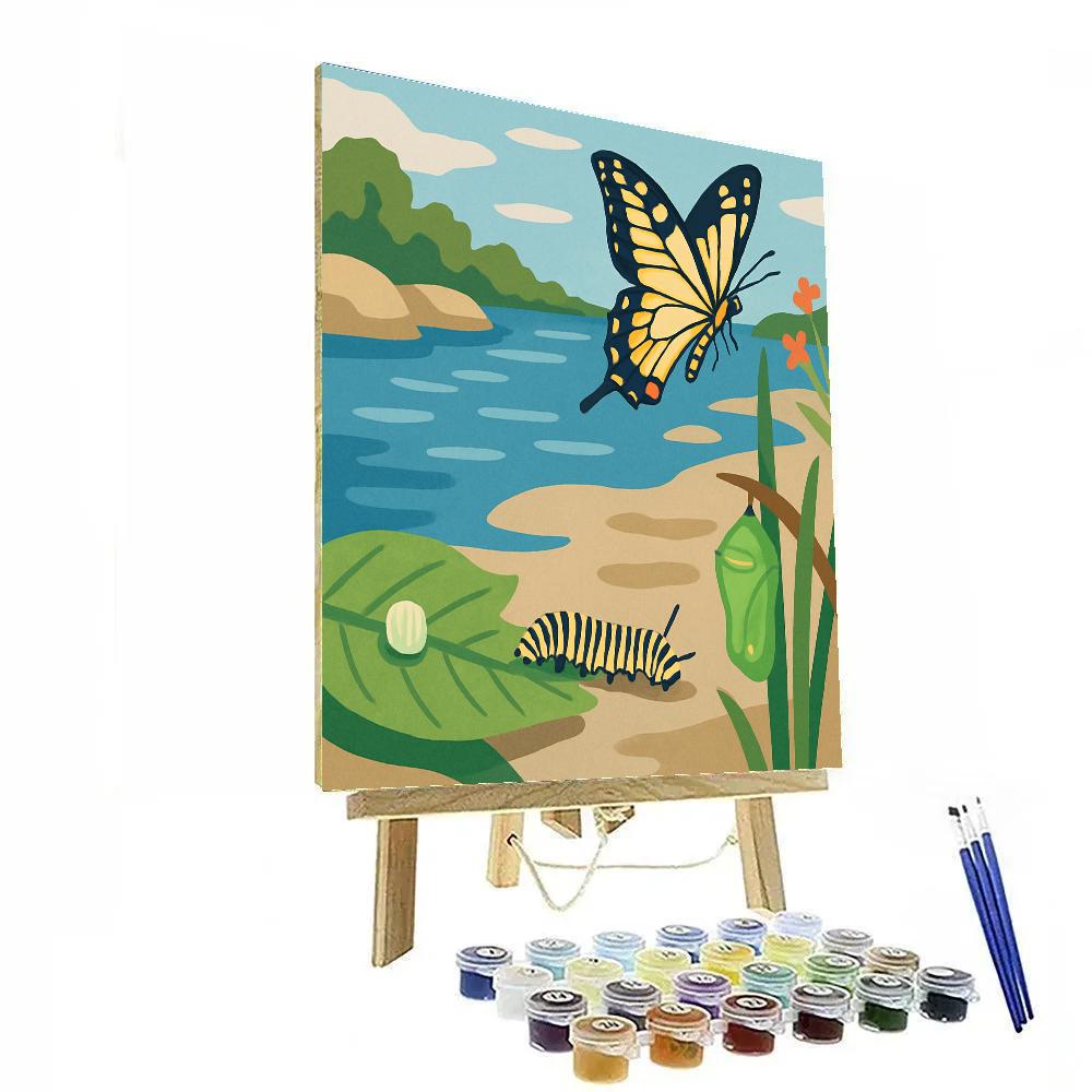 Metamorphosis River With Butterfly Paint by numbers art