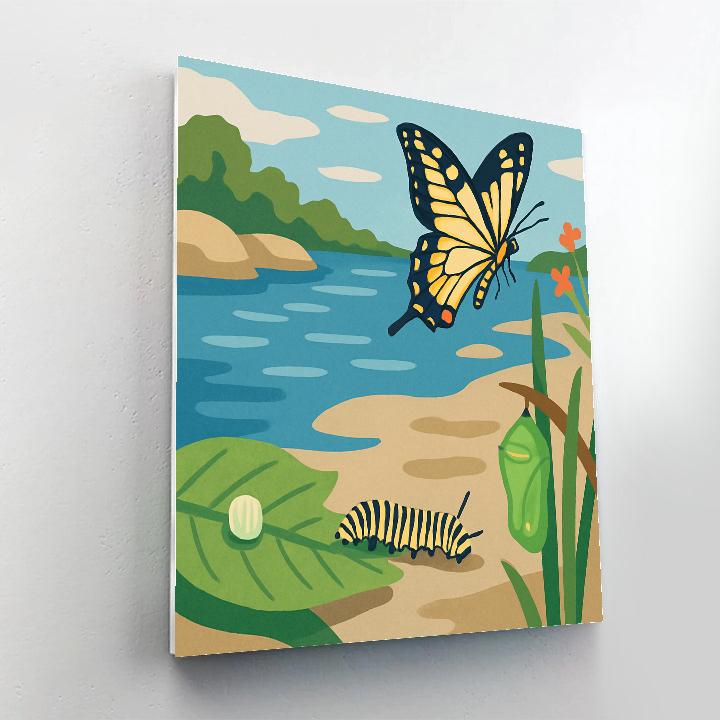 Metamorphosis River With Butterfly Paint by numbers art