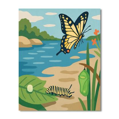 Metamorphosis River With Butterfly Paint by numbers art