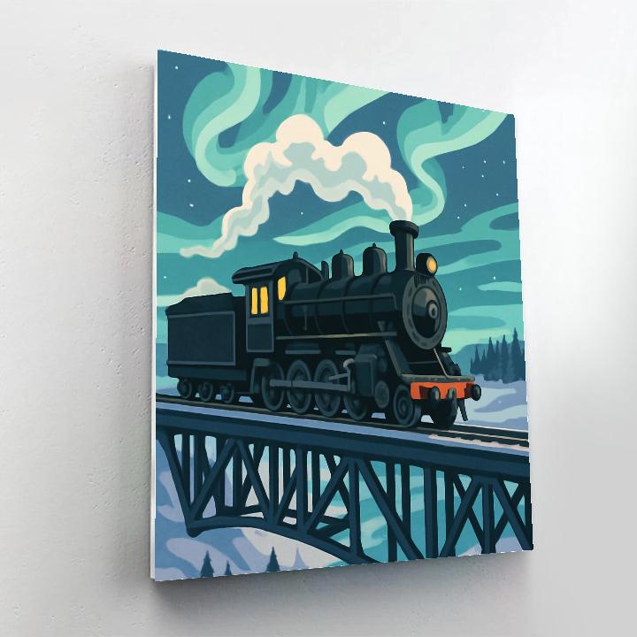Aurora-Cut Vintage Train Paint by numbers art