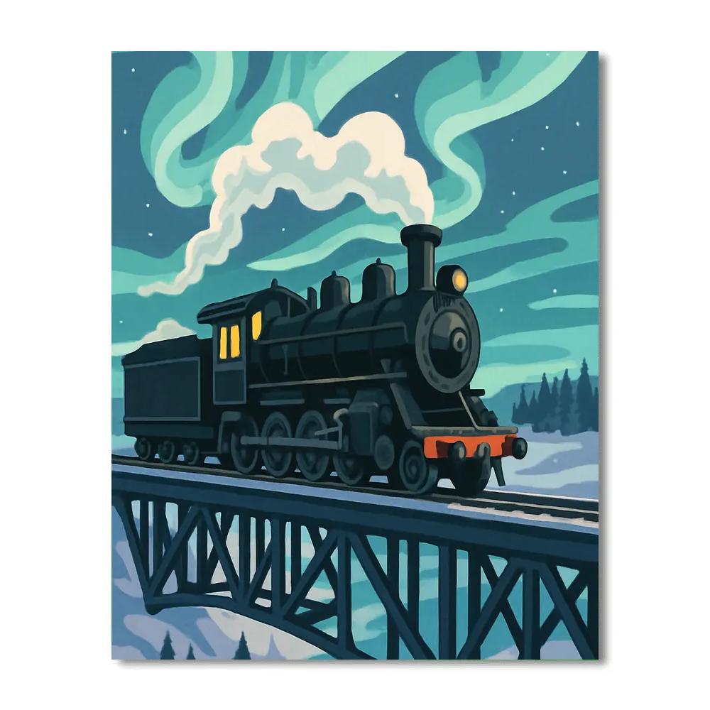 Aurora-Cut Vintage Train Paint by numbers art
