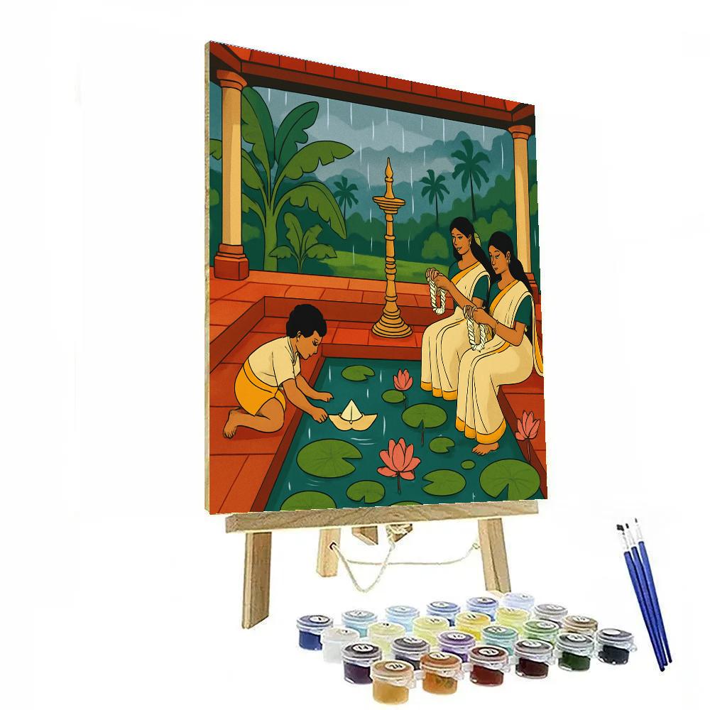 Monsoon Courtyard Story In India paint by numbers