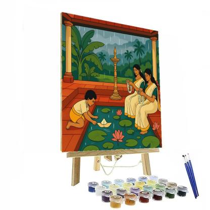 Monsoon Courtyard Story In India paint by numbers