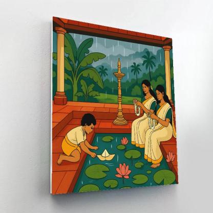 Monsoon Courtyard Story In India paint by numbers