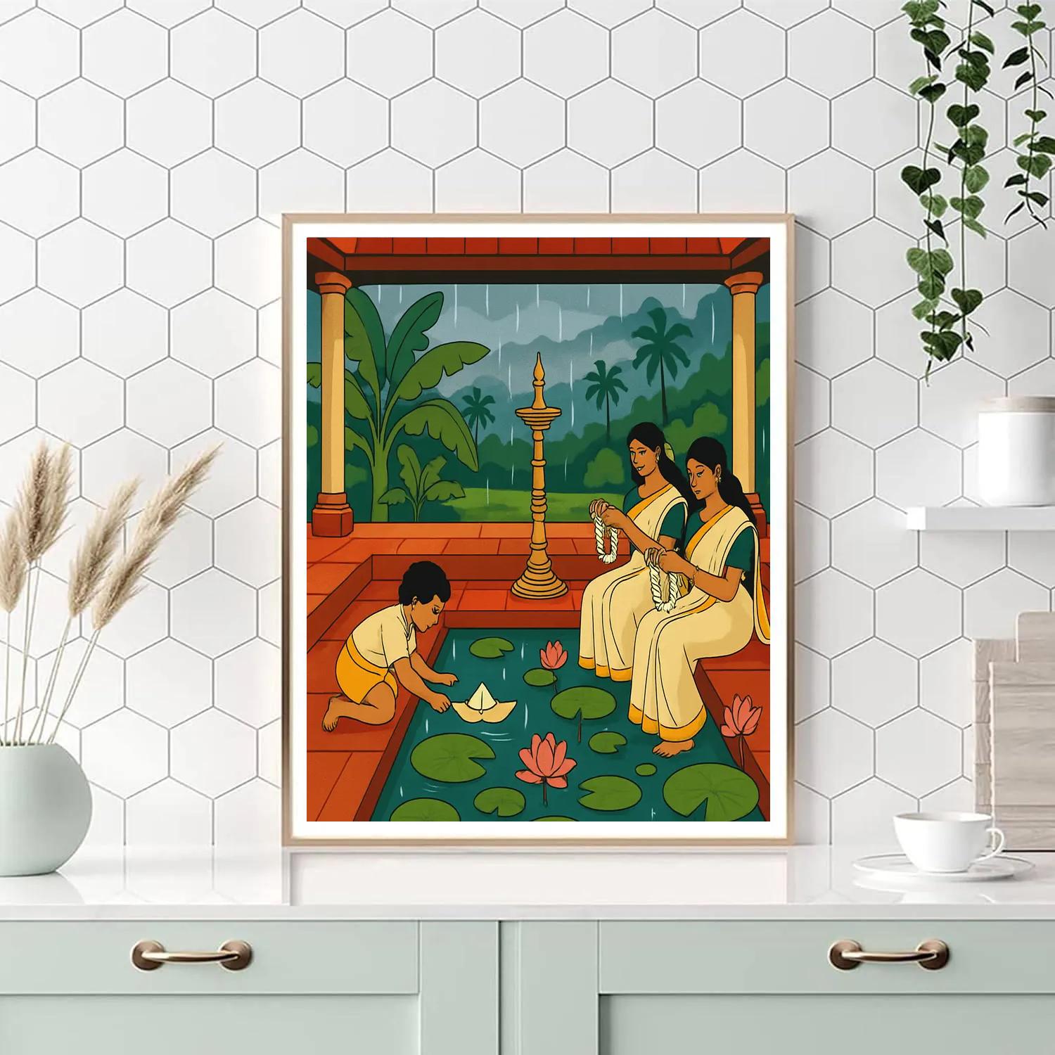 Monsoon Courtyard Story In India paint by numbers