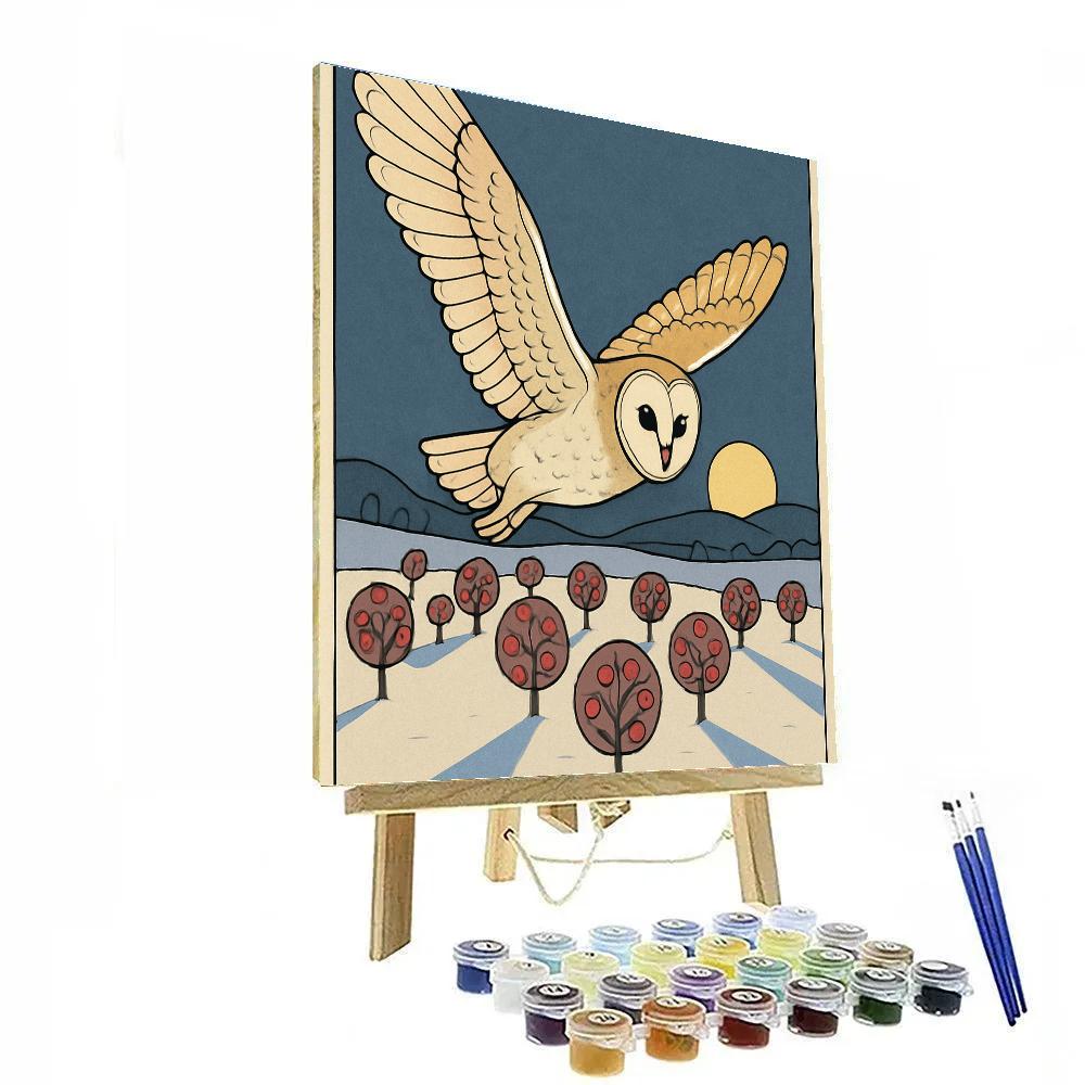 Moonlit Orchard With Owl Silent Flight Numbered painting kits
