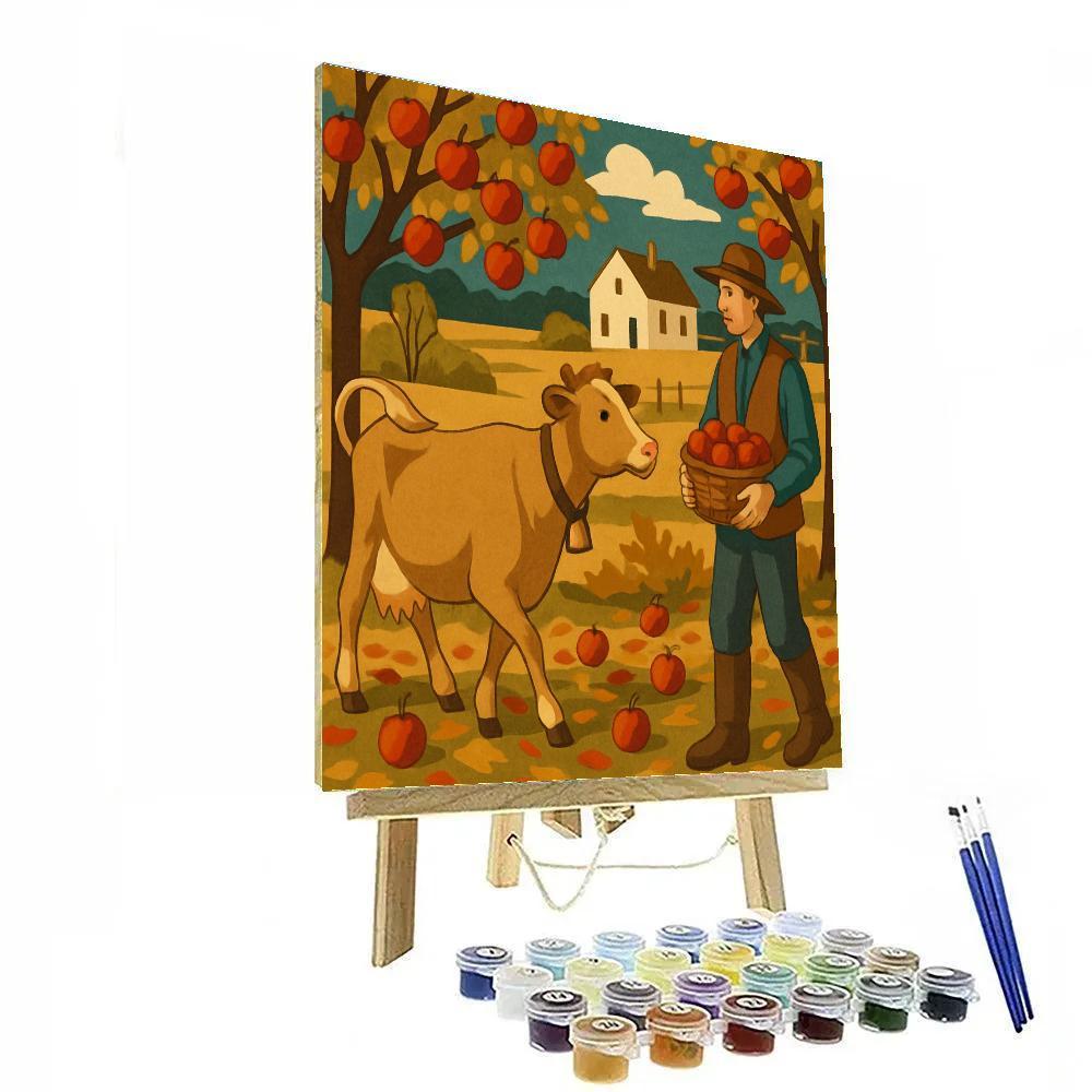 Patchwork Orchard With Cow Companion painting number kit