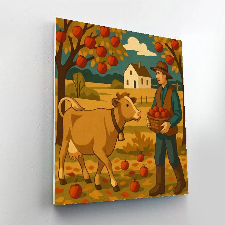 Patchwork Orchard With Cow Companion painting number kit