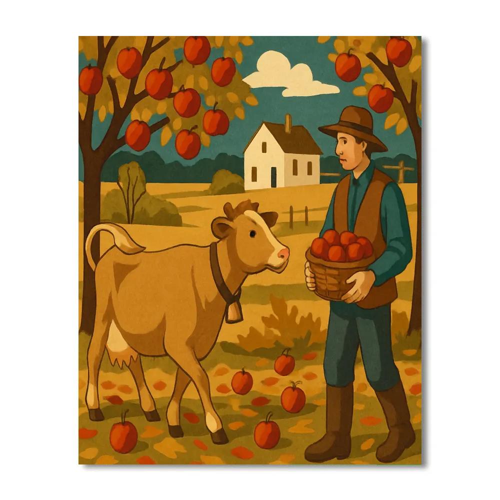 Patchwork Orchard With Cow Companion painting number kit