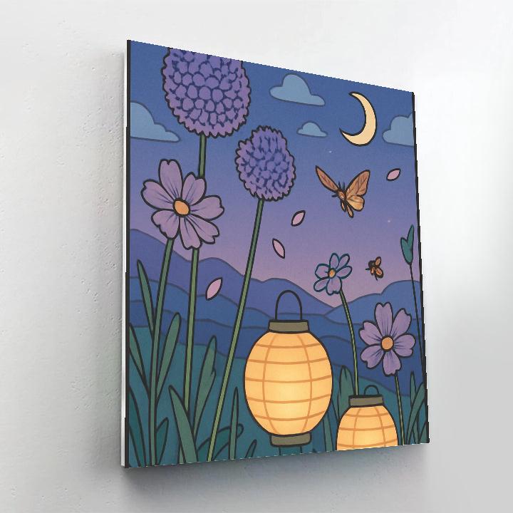 Paper Lantern Meadow In Floral Numbered painting kits