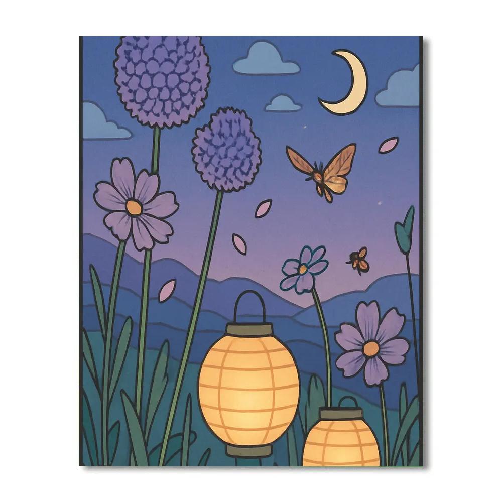 Paper Lantern Meadow In Floral Numbered painting kits