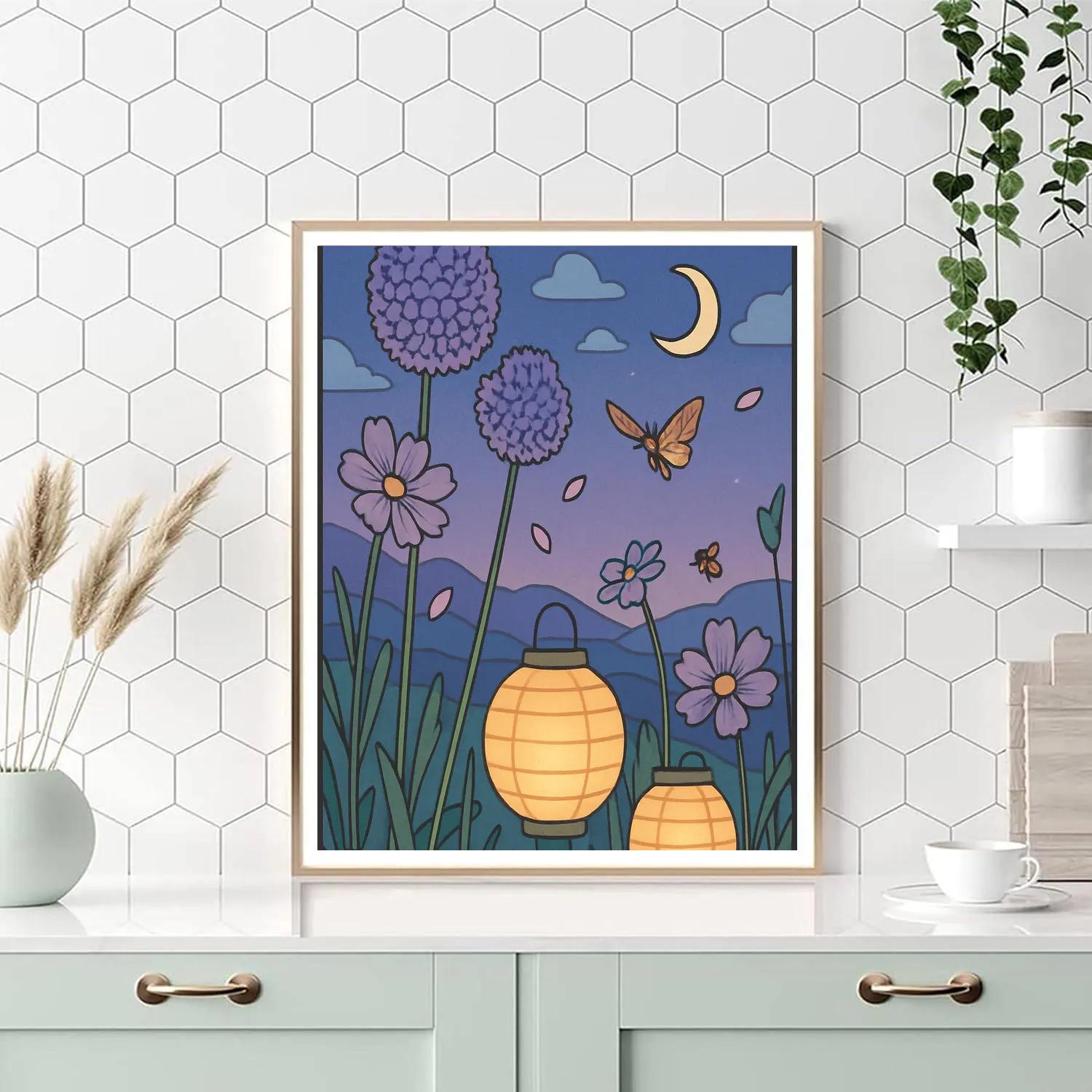 Paper Lantern Meadow In Floral Numbered painting kits
