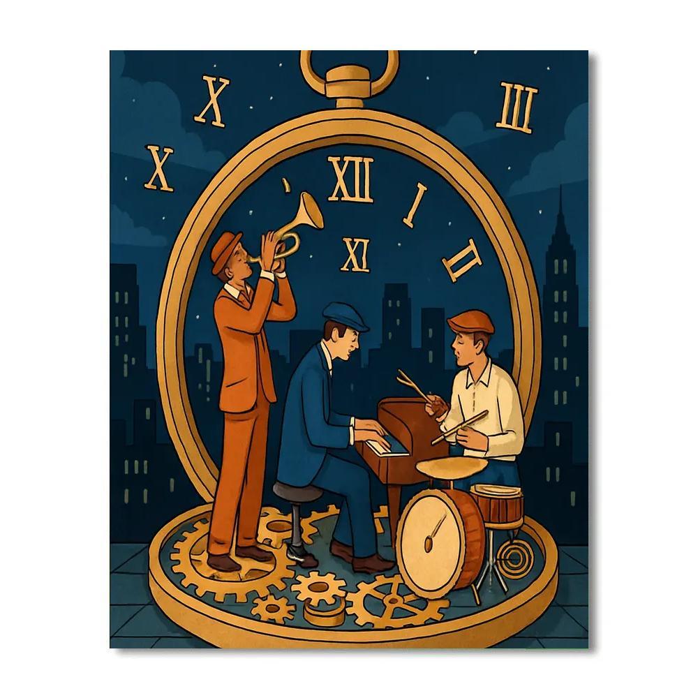 Jazz-Clockwork Rooftop Jam Paint by numbers art