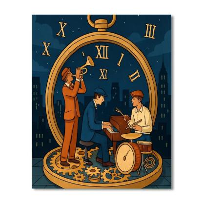 Jazz-Clockwork Rooftop Jam Paint by numbers art