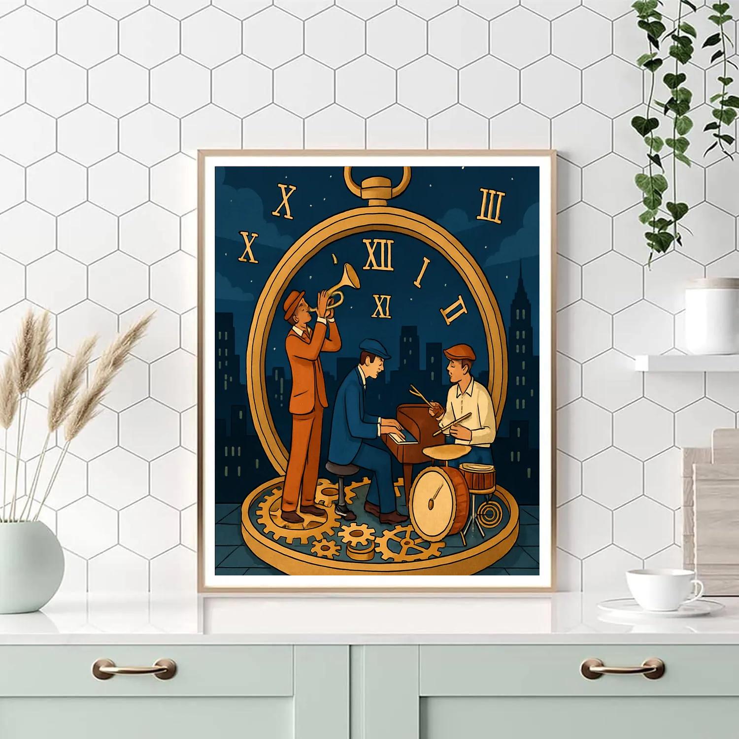 Jazz-Clockwork Rooftop Jam Paint by numbers art