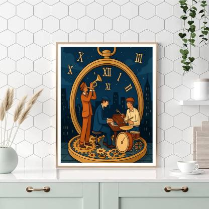 Jazz-Clockwork Rooftop Jam Paint by numbers art