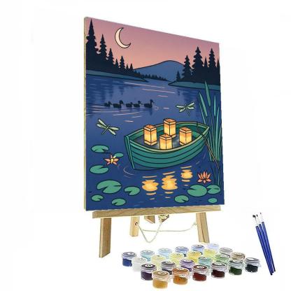 Rowboat With Lake Lantern Festival Painting by numbers kit