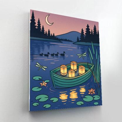 Rowboat With Lake Lantern Festival Painting by numbers kit
