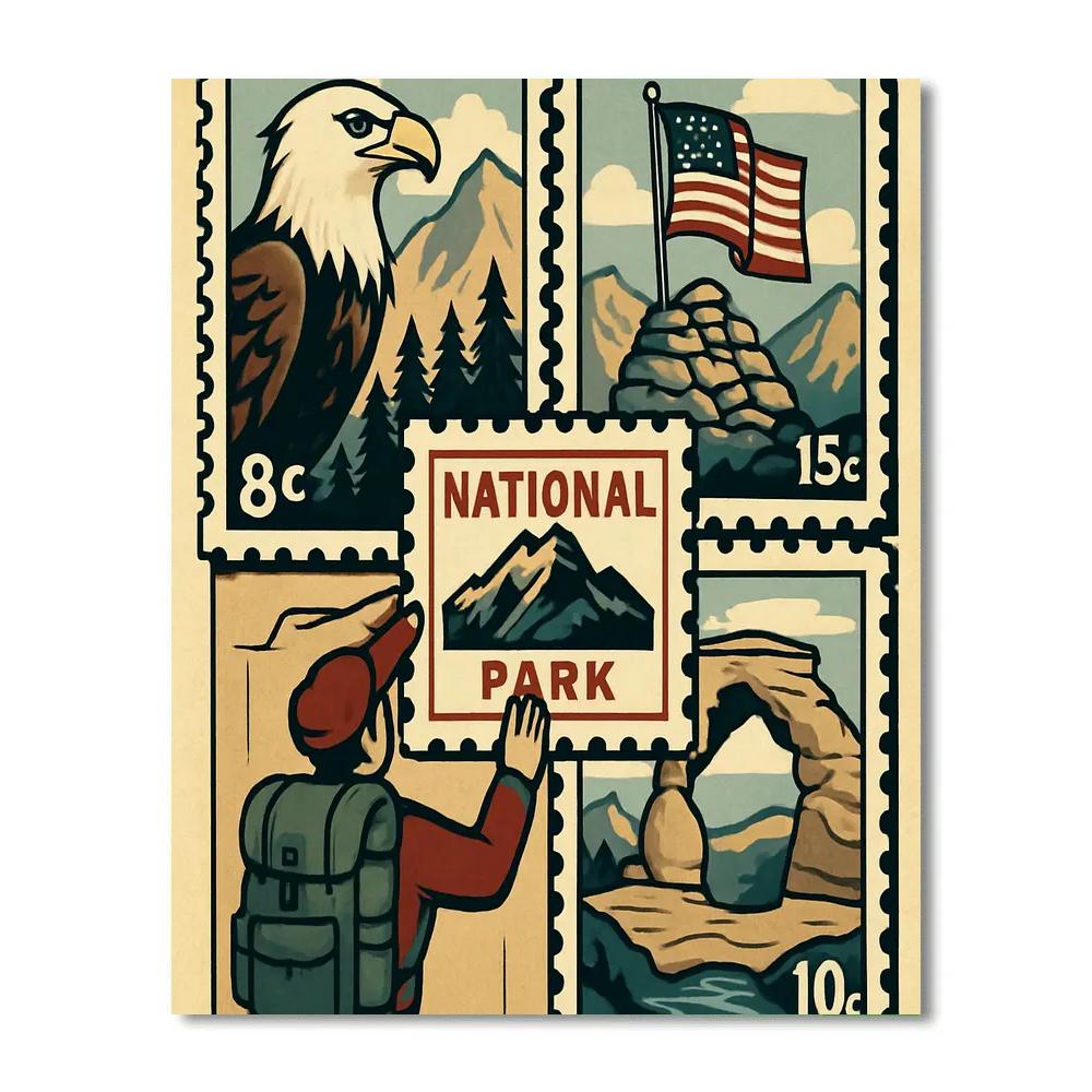 Highland National Park Stampscape Poster DIY paint by numbers