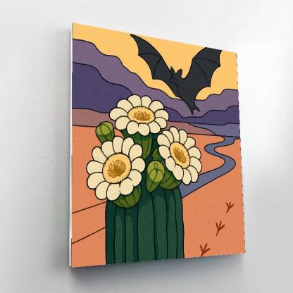 Cactus Bloom In Desert Twilight paint by numbers