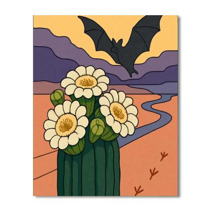 Cactus Bloom In Desert Twilight paint by numbers
