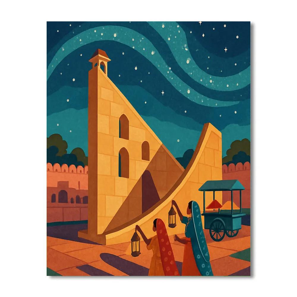 India Crafted Sandstone Star Observatory Number painting
