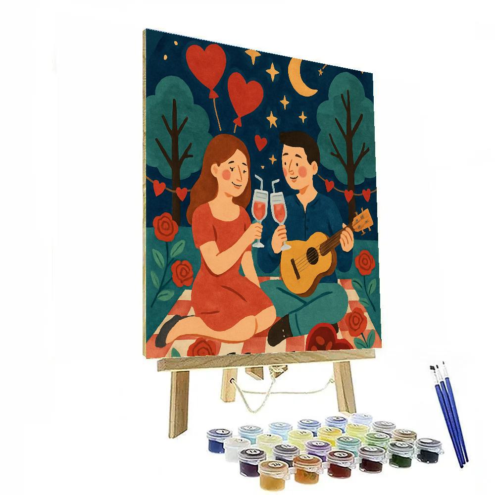Valentines Day Starlit Picnic Serenade painting number kit