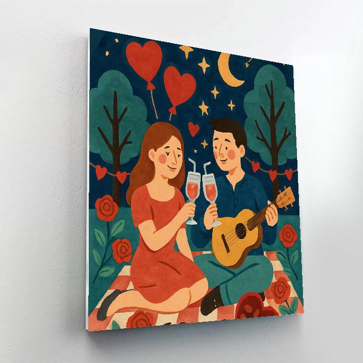 Valentines Day Starlit Picnic Serenade painting number kit