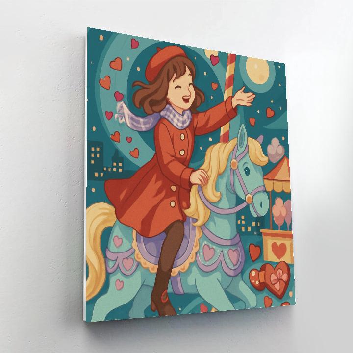 Moonlit Carousel Hearts With Valentines Day Whirl Paint by numbers art