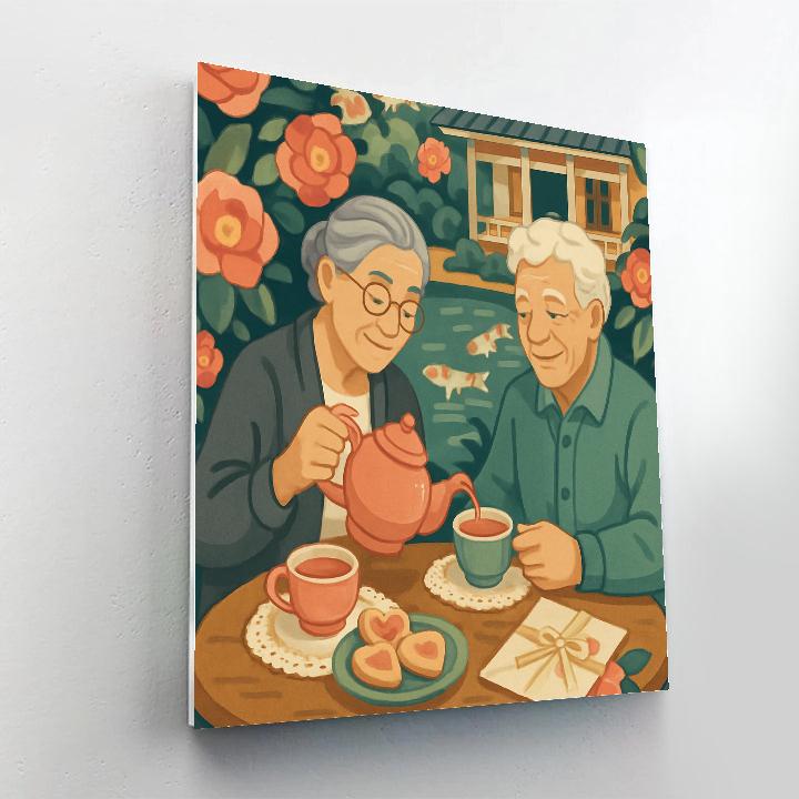 Garden Teahouse Afternoon Valentines Day Edition Paint by numbers art