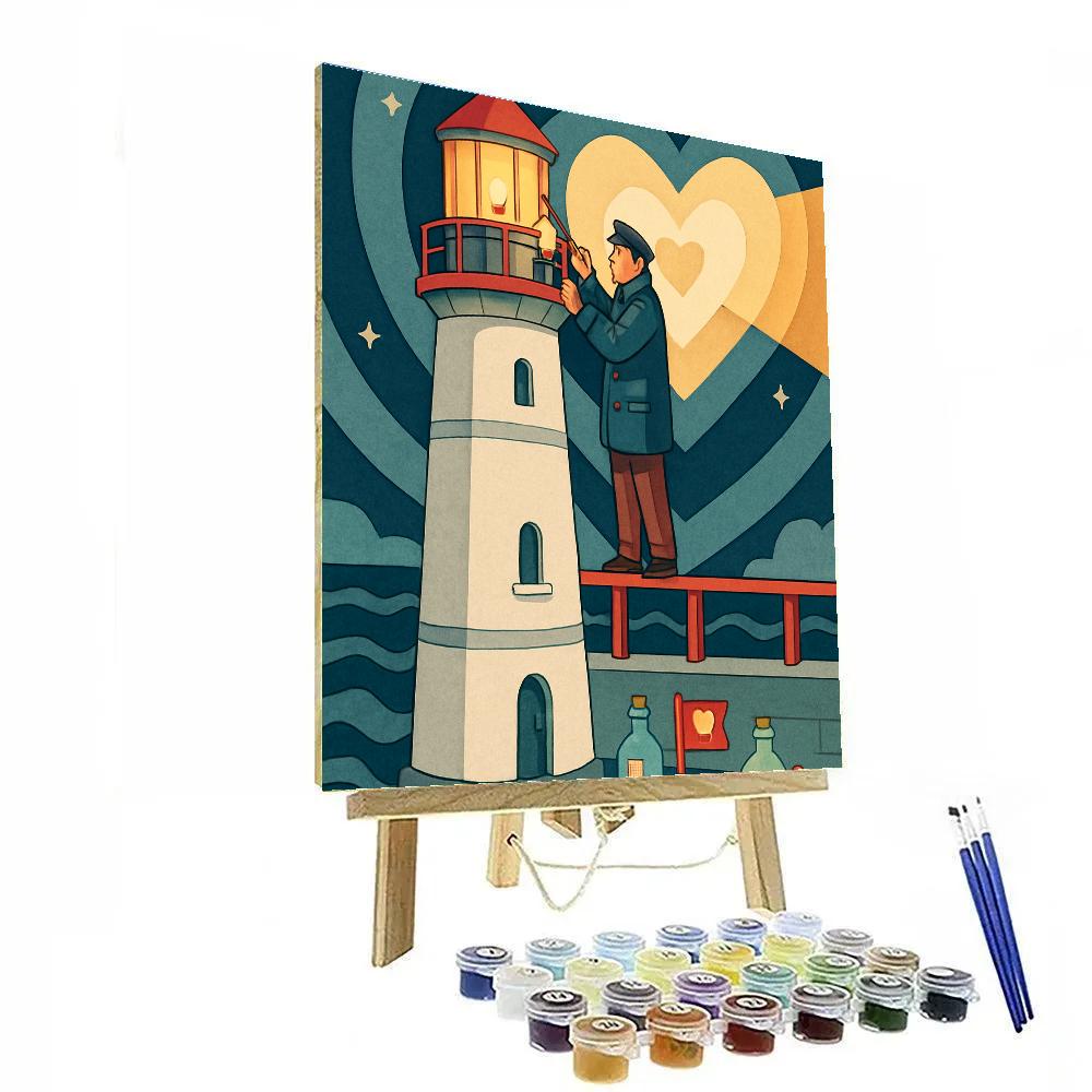 Valentines Day Harbor Lighthouse Glow paint by color