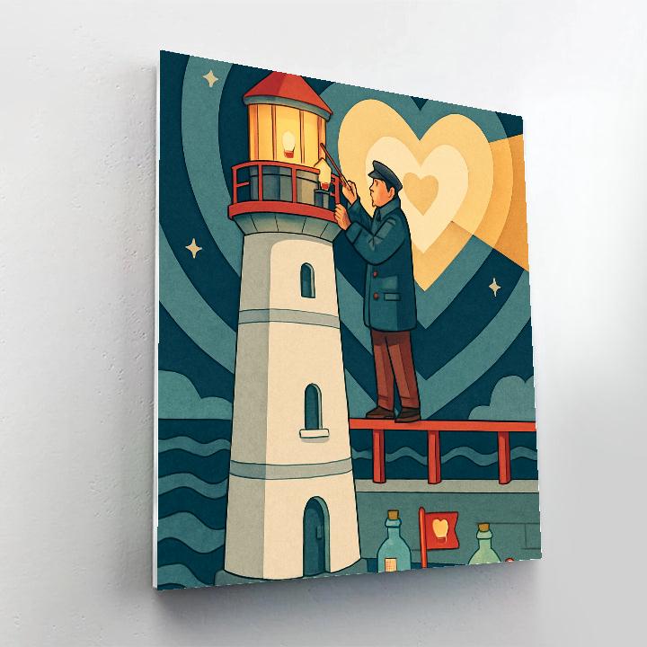 Valentines Day Harbor Lighthouse Glow paint by color