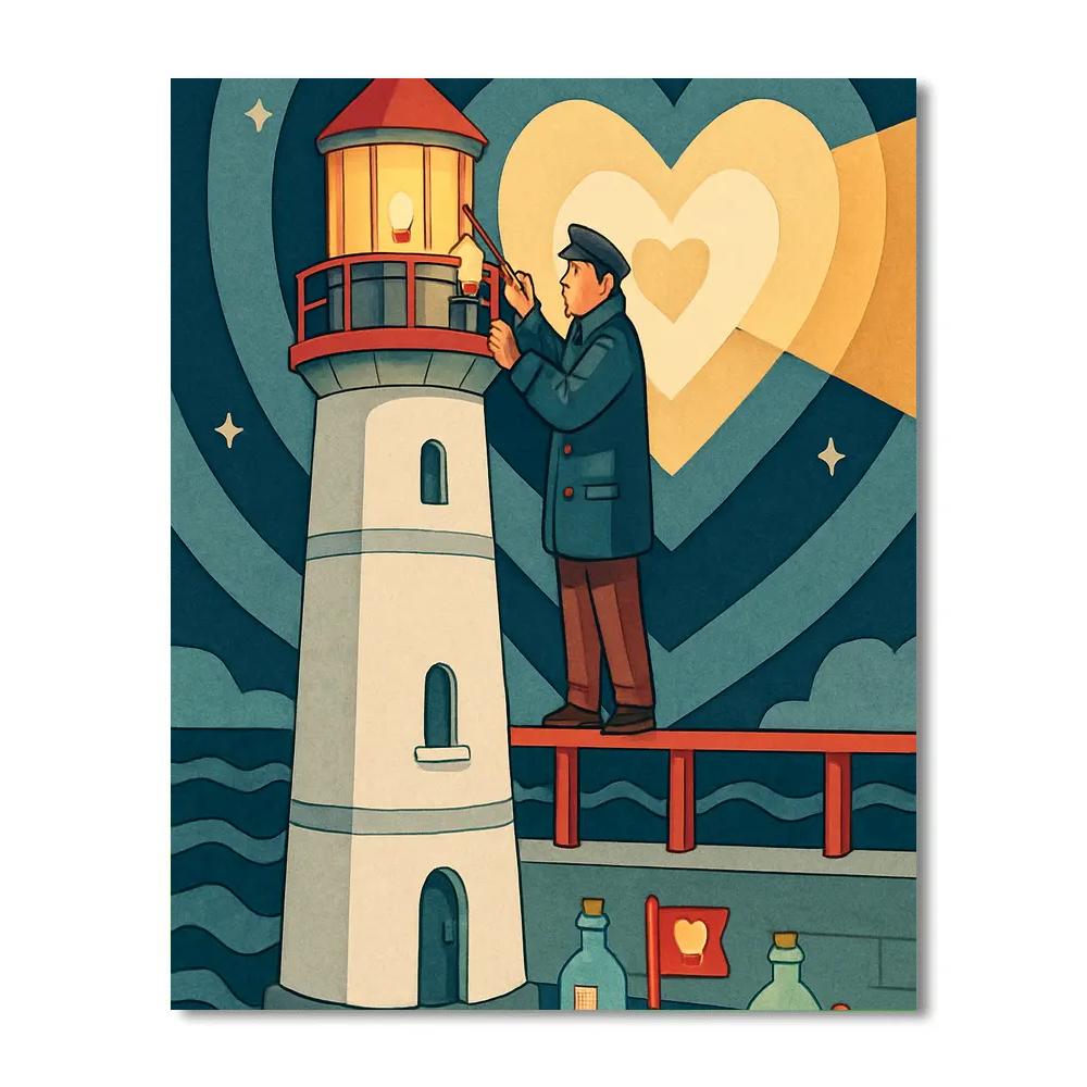 Valentines Day Harbor Lighthouse Glow paint by color