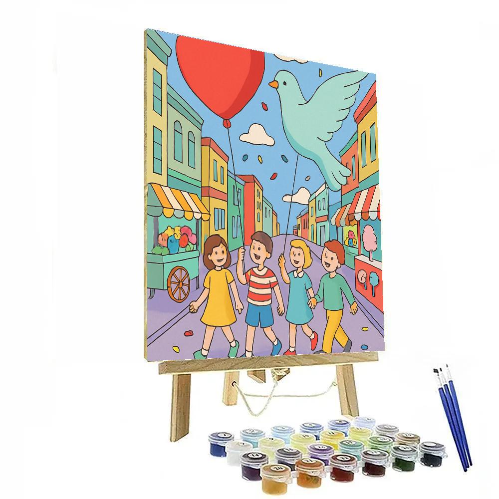 Balloon Parade On The Avenue With Valentines Day Spirit paint by color