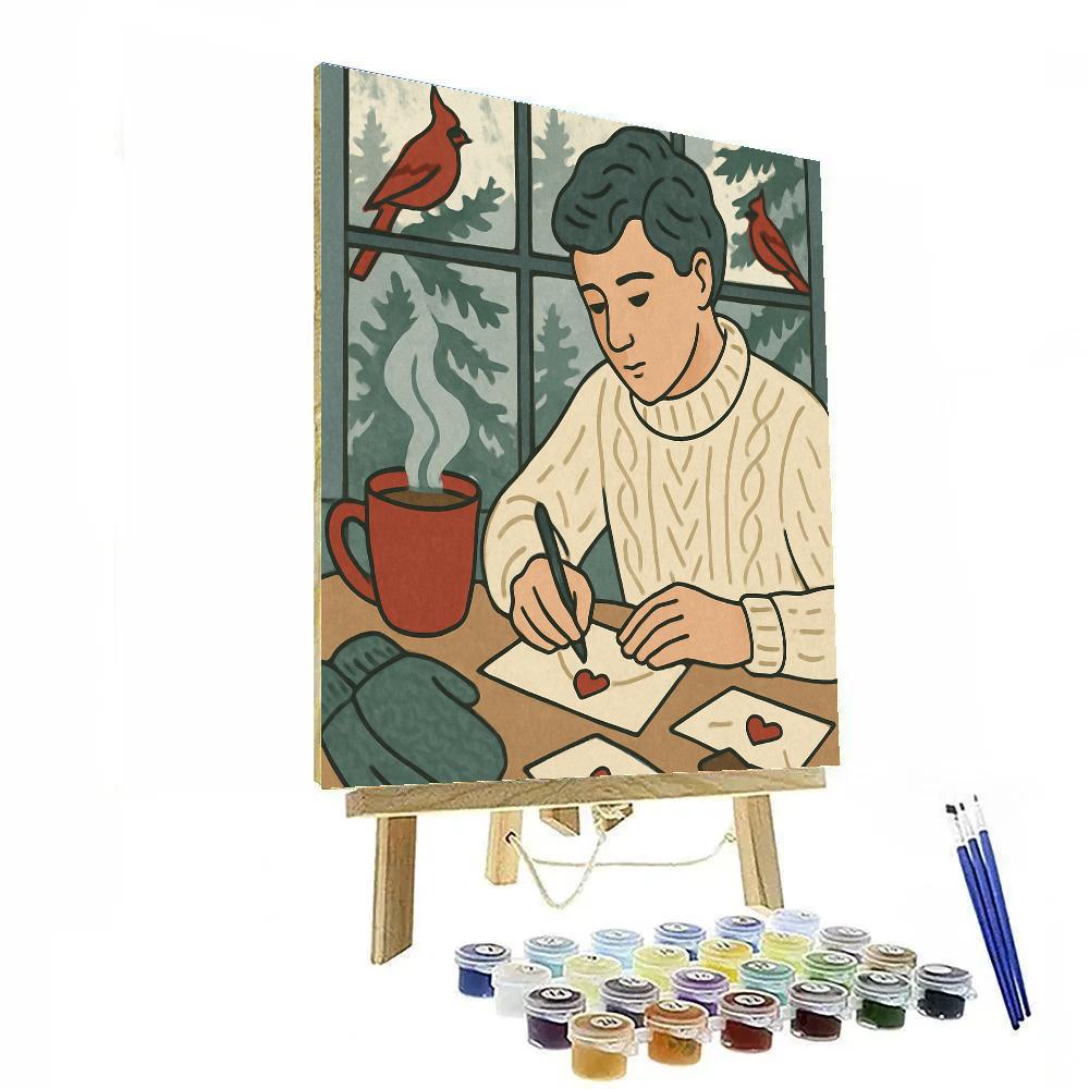 Snowbound Cabin Letters Valentines Day Number painting