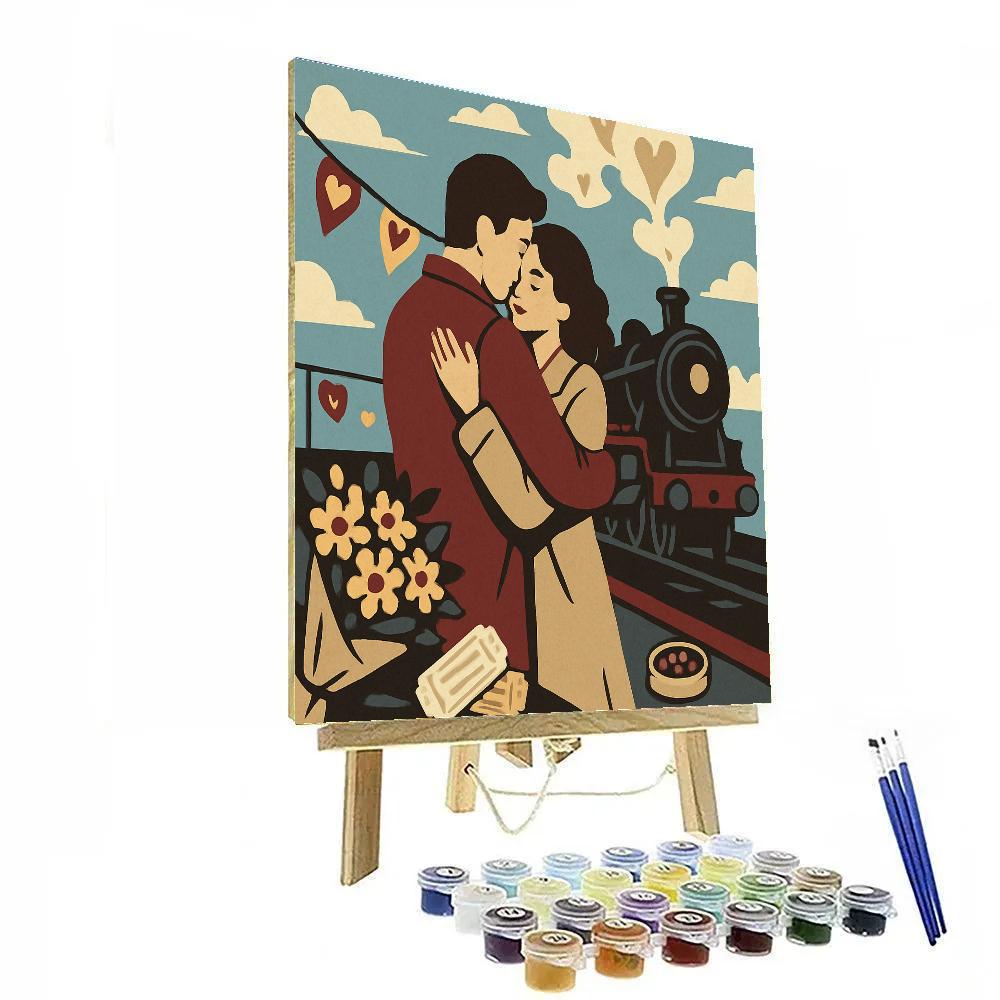Train Platform Reunion Valentines Day Style Number painting