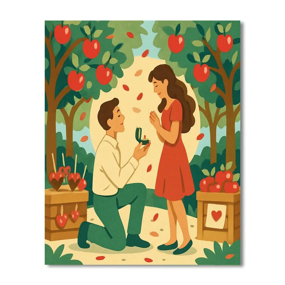 Valentines Day Sunlit Orchard Proposal paint by color