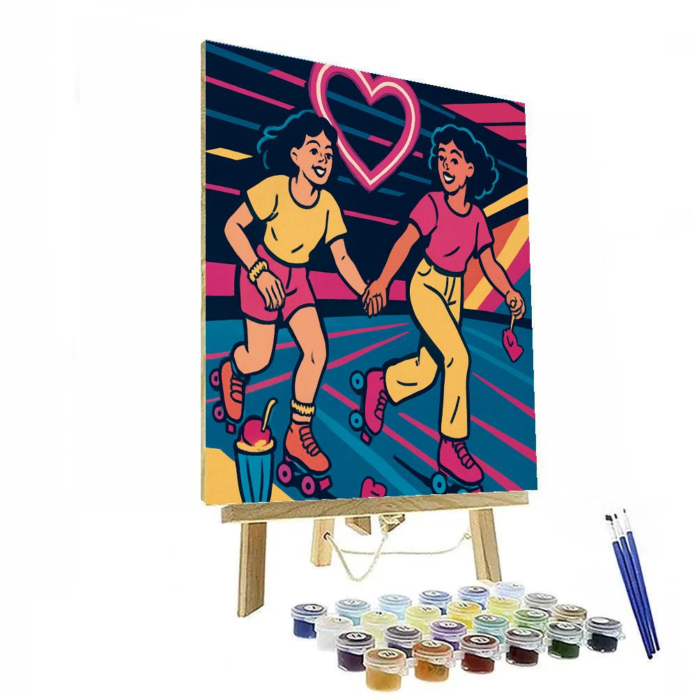 Valentines Day Skate Rink Neon Glide painting number kit